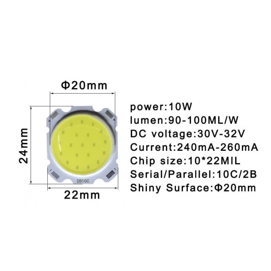 ال ای دی پاور نور طببی 10 وات 2B10C |COB LED 10W 2B10C ال ای دی پاور نور طببی 10 وات 2B10C |COB LED 10W 2B10C